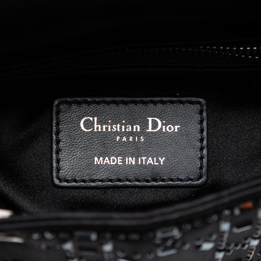 Pre-Loved Dior Mini Satin Cannage Crystal Embellished Lady Dior - Picture 5 of 7